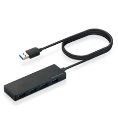 エレコムUSBハブU3H-FC03BBK【超小型・軽量設計】USB3.0Aポートx4ケーブル0.6mブラックMacBook/Surface/Chromebook他ノートPC対応