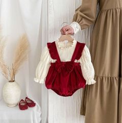 【春・秋の新定番】赤ちゃんの肌に優しい プリンセス風ベビードレス オーガニックコットン お宮参り・ハーフバースデー用
