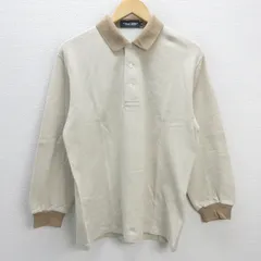 H■ポロゴルフ/POLO GOLF ラルフローレン 鹿の子地 長袖ポロシャツ【M】ベージュ/MENS■34【中古】