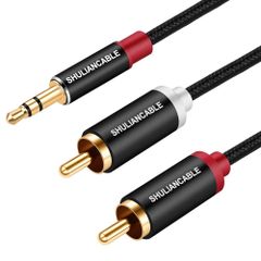 【人気商品】SHULIANCABLE 3.5mm to 2RCA 変換 ステレオオーディオケーブル， オス to 2*オス RCA ケーブル Y スプリッタ設計 スマホ タブレット TV 等に対応 (0.5M)
