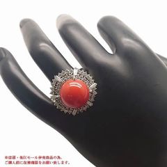 ※併売商品※◆新品仕上げ◆天然珊瑚 リング C 約13.8mm D1.57ct PT900 約17号 GRJソーティング レディースジュエリー　M888
