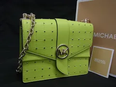 ■新品同様■ MICHAEL KORS マイケルコース レザー スタッズ ショルダーバッグ クロスボディ レディース グリーン系 FS1586