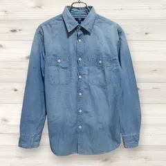 C1408 ユニクロ UNIQLO 長袖シャツ (M) 青 無地 綿/コットン レギュラーカラー