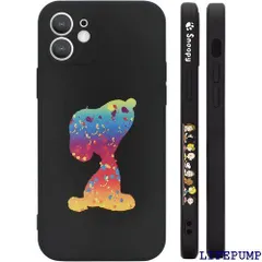 iPhone16 用 ケース スヌーピー 側面設計 スマホケース 携帯カバー 耐衝撃 肌触りも良い 擦り傷防止 イフォン 16 黒 3113