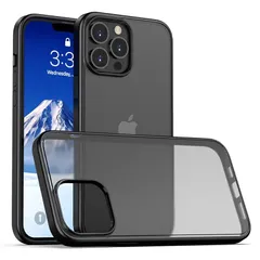 iPhone 13 Pro Max ケース 6.7インチ 米軍MIL規格取得 耐衝撃 半透明 マット加工 黄ばみなし レンズ保護 ワイヤレス充電対応 (iPhone 13 Pro Max, ブラック) 0