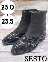 【セスト】dkb43 パール×ウイングチップショートブーツ 23～23.5㎝ 240209W001