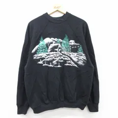 L/古着 TULTEX 長袖 スウェット メンズ 90s 山 家 ラグラン クルーネック 黒 ブラック 25sep19 中古 スエット トレーナー トップス