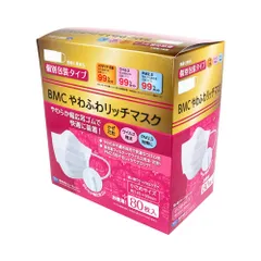 BMC やわふわリッチマスク 使い捨てサージカルマスク 個別包装 小さめサイズ 80枚入　送料無料