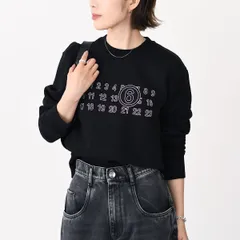 MM6 MAISON MARGIELA エムエムシックス メゾン マルジェラ トップス スウェットシャツ S52GU0248 M25025 レディース ユニセックス ブラック トレーナー コットン 長袖 リブ ロゴ