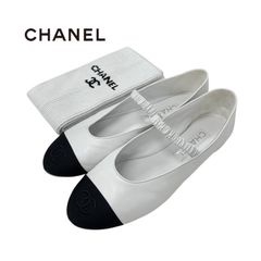 シャネル CHANEL フラットシューズ 靴 シューズ レザー ファブリック ホワイト ブラック 白 メリージェーン ココマーク バレエシューズ