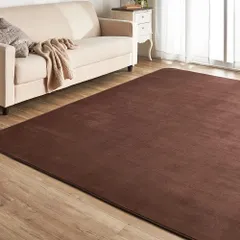 【数量限定】フランネルラグ ブラウン 130×185㎝ アイリスプラザ 滑り止め付き ラグ 洗える ラグカーペット マット カーペット対応 防ダニ フランネル さらフワ触感 おしゃれ 北欧 じゅうたん
