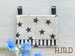 新品★ラミネート★移動ポケット☆スター★生成り☆ストライプ★ティッシュケース★ビニコ★入学　入園★男の子　女の子★外付けティッシュケース　39