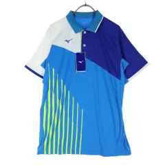 未使用 Mizuno ミズノ ワンポイントプリント 半袖 ポロシャツ Ｍ ブルー スポーツ メンズ 古着