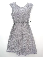 ◇ ◎ any SiS エニィスィス 格子柄 ノースリーブ ミニ ワンピース サイズ2 ブラック ホワイト レディース P  【1406180039851】