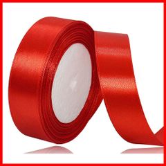 【特価セール】25mm レッド リボン ラッピング 縦長22Mサテンリボン 手芸 手作り ギフトラッピング用リボン 赤い