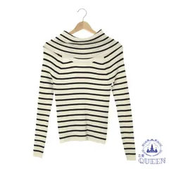 【訳アリ】 INED イネド トップス カットソー ピッタリ シンプル ボーダー おしゃれ 長袖 レディース ホワイト 9 901-14628 送料無料 古着