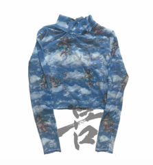 angel print long-sleeve tops