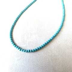 ターコイズ　ビーズ　ネックレス　アクセサリー　シンプル　銀 シルバー　男女　高級