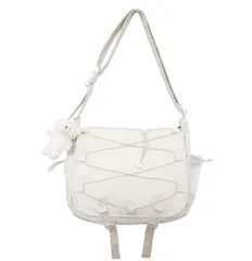 [ALL DAY Shining] ショルダーバッグ 痛バッグ 痛バ かわいい 推し活 オタ活 コンサート イベント クリアポケット 透明 シンプル カジュアル トートバック A4 軽量 (ホワイト) [ホワイト]