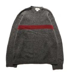 90's 00's Jクルー J.CREW チェスト ボーダー ウール ニット セーター (M) 灰×赤系 無地 クルーネック 90年代 00年代 旧タグ オールド Y2K　アメリカ古着 USED  ビンテージ ヴィンテージ