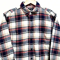(^w^)b UNIQLO ユニクロ フランネル チェック シャツ ネルシャツ ワークシャツ 長袖 赤 レッド 紺 コットン100% 定番 おしゃれ カジュアル 古着 薄手 オンブレ シャドー チェック柄 総柄 着回し こなれ感 メンズ サイズS