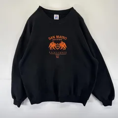 古着 90's/90年代 ジャージーズ Jerzees USA製 スウェット トレーナー クルーネック カレッジロゴ刺繍 大きいサイズ XXL  ブラック メンズ