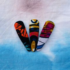 アフリカンバティック＊スリーピン＊オレンジ黄土pink＊3個セット