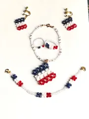 スワロフスキー♡ビーズアクセサリー・セット♡フレンチ・トリコロール