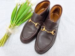 GUCCI◆チャッカブーツ/UK6/BRW/レザー