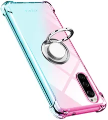 Xperia 5 ケース リング クリア TPU シリコン リング付き薄型 グラデーション色 ケース 軽量シリコン 耐衝撃 SO-01M SOV41 901SO 指紋防止 360回転 車載ホルダー対応 一体型 人気 携帯カバーエクスペリア 5 ケース(ピンクグ