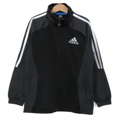 アディダス ジャージ ジャケット アウター スポーツウエア キッズ 男の子用 130サイズ 黒×グレー adidas 【中古】