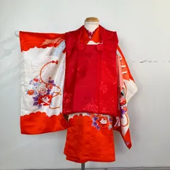 七五三3歳女の子着物・半襦袢・被布セット　アンティーク　セミアンティーク　＃きもの猫田　T362