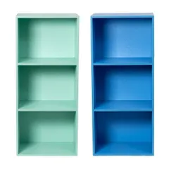 カラーボックス3段 　２個セット（ミントグリーン&ブルー）本棚　カラフル　おもちゃ　教科書　絵本　子供部屋　家具　木製　緑　青　３段　２個（ミント　１、ブルー　１）※※北海道・沖縄県・離島別途送料有・説明文をお読みください※※