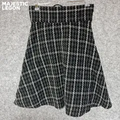 MAJESTIC LEGON フレアスカート ブラックホワイト チェック柄 Sサイズ