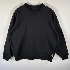古着 カーハート Carhartt スウェット トレーナー クルーネック 前V ワンポイントロゴ 大きいサイズ XXL  ブラック メンズ