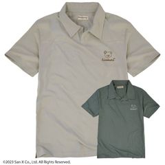 Rilakkuma Embroidered Short Sleeve Polo Shirt, 100% Cotton, Unisex, Oversized, Available in Beige, Navy, and Khaki, Sizes M, LL, XL, and 2L. Perfect for Adult Men and Women. Free Shipping.
