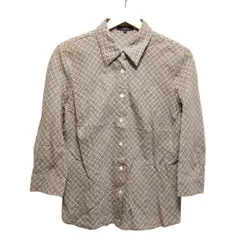 DAKS(ダックス) 七分袖シャツブラウス サイズ42 XL レディース美品  - ベージュ×黒×オレンジ チェック柄