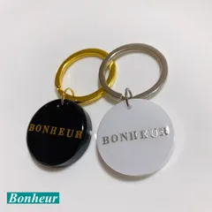 名入れ　ラウンドチャーム　モノトーン　キーホルダー　キーリング　チャーム