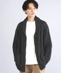 新品 未使用 JIGGYS SHOP(ジギーズショップ)ケーブルショールカーディガン 217468 ブラックのサムネイル