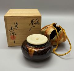 d520 【新品・未使用】ガラス替茶器 金彩 新倉晴比古 木箱（合わせ