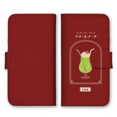 Galaxy A22 SC-56B 케이스 수첩형 갤럭시 A22 스마트폰 케이스 휴대 케이스 레트로 다방 카페 찻집 메뉴 크림 소다 팬케이크 푸딩 쇼와 귀여운 컬러 01
