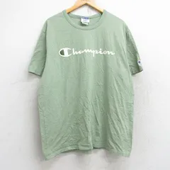XL/古着 チャンピオン Champion 半袖 ブランド Tシャツ メンズ ビッグロゴ 大きいサイズ コットン クルーネック 薄緑 グリーン 25aug25 中