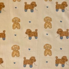 インド綿　スクリーンプリント　犬柄(トイプードルとハート)　50cm