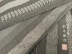 平和屋着物●鈴木秋治　江戸小紋　寄せ小紋間道　黒地　正絹　逸品　AAAX0247np