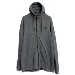 NIKE ロゴスウェット パーカー L グレー ナイキ ジップアップ ラグラン スポーティー 古着卸 アメリカ仕入 a611-7598