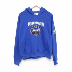 XL/古着 長袖 スウェット パーカー メンズ 00s LOWES RACING 刺繍 ラグラン 青 ブルー 23nov15 中古 スエット トレーナー トップス