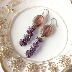 ハンドメイドピアス　アンティークパープル　A-002