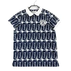 サイズ：2 JACK BUNNY ジャックバニー ×コカ・コーラ 半袖ポロシャツ コカ・コーラ総柄 ネイビー系 [240101504122] ゴルフウェア レディース ストスト