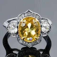 11号 14号 17号 22号　指輪　リング　豪華3カラット　S925　AAAキュービックジルコニア　合成イエロートパーズ　きらきら　czダイヤ