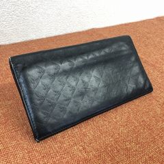 EMPORIO ARMANI エンポリオ アルマーニ ブラックレザー 長財布 イタリア製　●